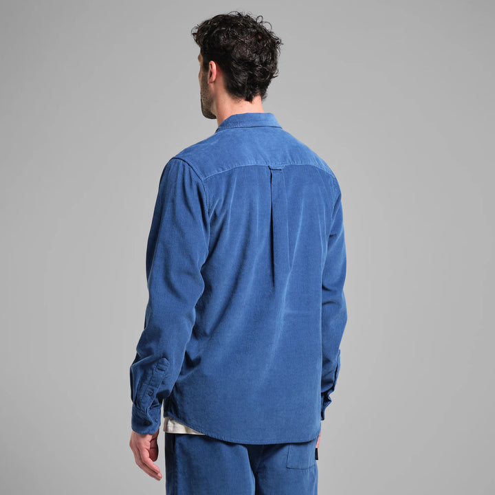 Hemd Varberg Corduroy True-Blue von Dedicated Model Rückseite