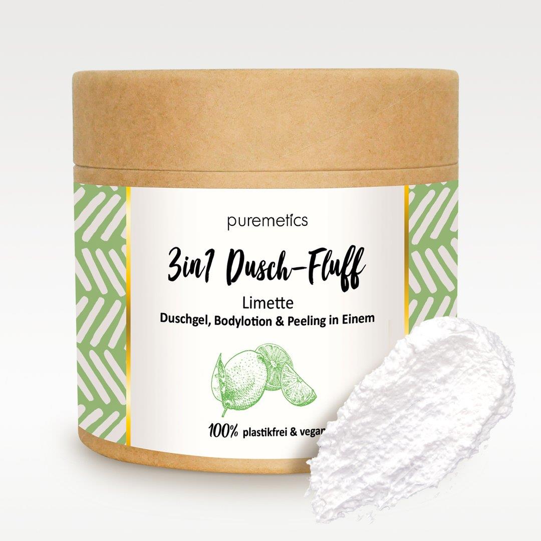 3in1 Dusch-Fluff Limette von Puremetics- Duschgel, Peeling und Bodylotion in einem